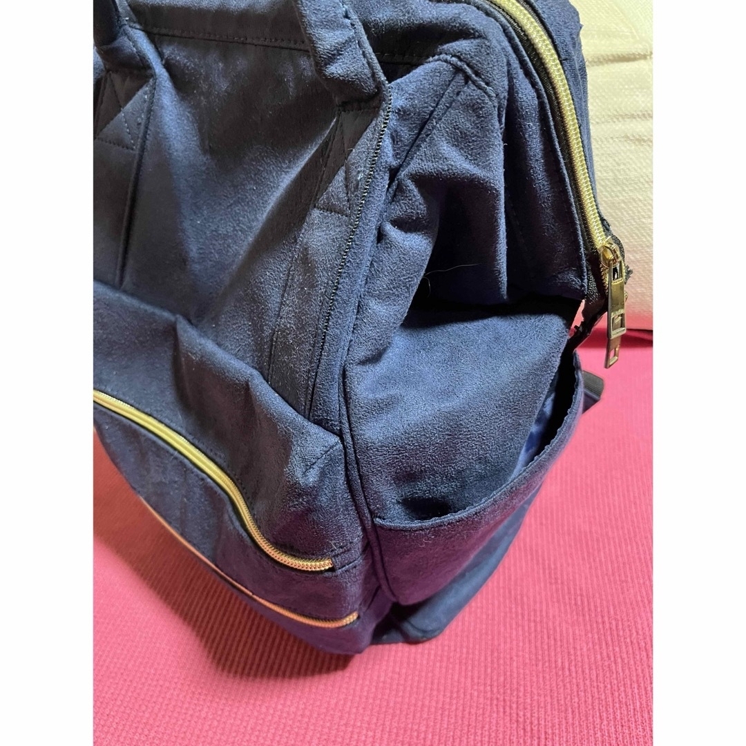 口金リュック　スエード調ファブリック　青 レディースのバッグ(リュック/バックパック)の商品写真