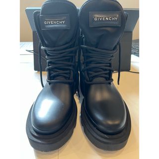 GIVENCHY コンバット レイン ブーツ ラバー シルク ブラック 