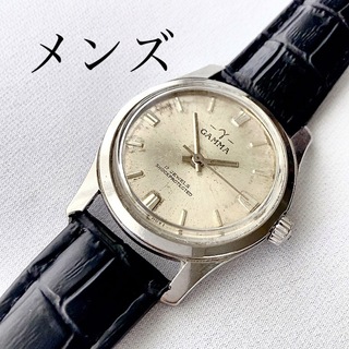 レア　SWISS製　GAMMA 17石　メンズ手巻き腕時計　稼動品(腕時計(アナログ))