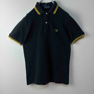 フレッドペリー(FRED PERRY)の大人気　フレッドペリー　ポロシャツ　半袖　S 黒黄　ブラック　コットンピケ　古着(ポロシャツ)