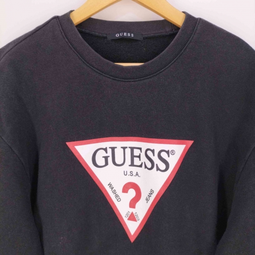 GUESS(ゲス)のGUESS(ゲス) トライアングルロゴプリント クルーネックスウェット メンズ メンズのトップス(スウェット)の商品写真