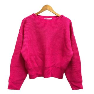 ザラ(ZARA)のZARA ニット セーター ボートネック ウール混 L ショッキングピンク(ニット/セーター)