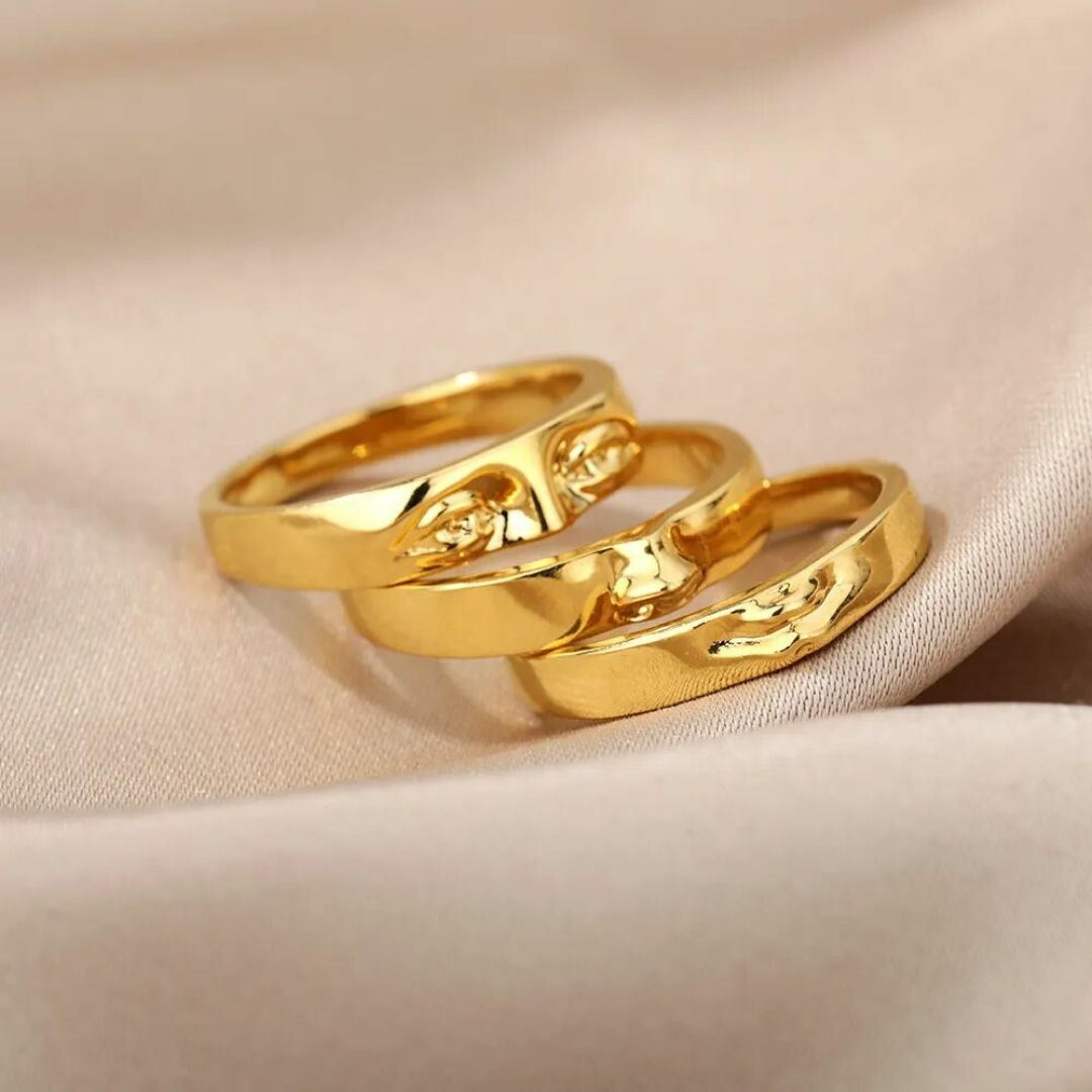 3分割 顔 リング レディース ゴールド 指輪 レトロ おしゃれ 目 鼻 口 レディースのアクセサリー(リング(指輪))の商品写真