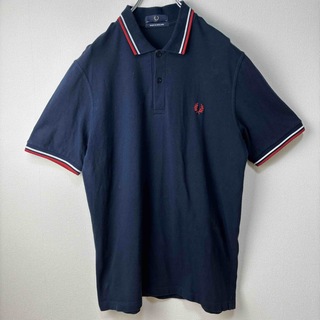フレッドペリー(FRED PERRY)のフレッドペリー　ポロシャツ　半袖　M12 イングランド製　42  XL 紺赤白(ポロシャツ)