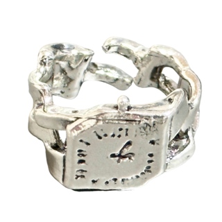 時計 レトロ リング レディース 指輪 フリーサイズ 腕時計 シルバー 時間 銀(リング(指輪))