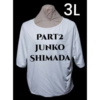 ジュンコシマダ(JUNKO SHIMADA)のPart2ジュンコシマダレース使いトップス3L中古美品大きいサイズオフ白(カットソー(半袖/袖なし))