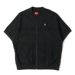 シュプリーム(Supreme)のSupreme シュプリーム サイズ:L 19SS PLAYBOY プレイボーイ シアサッカー 切替し フルジップ トップ Leisure Zip Up Top ブラック 黒 トップス カットソー 半袖【メンズ】【中古】(その他)