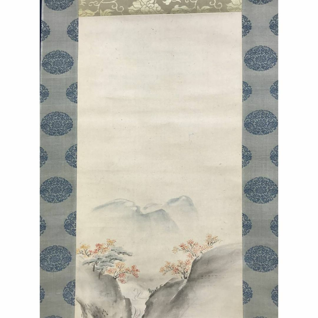 真作/狩野柳雪/秋景山水図/山水図/紅葉図/掛軸☆宝船☆AD-627の 真作/狩野柳雪/秋景山水図/山水図/紅葉図/掛軸☆宝船☆AD-627の