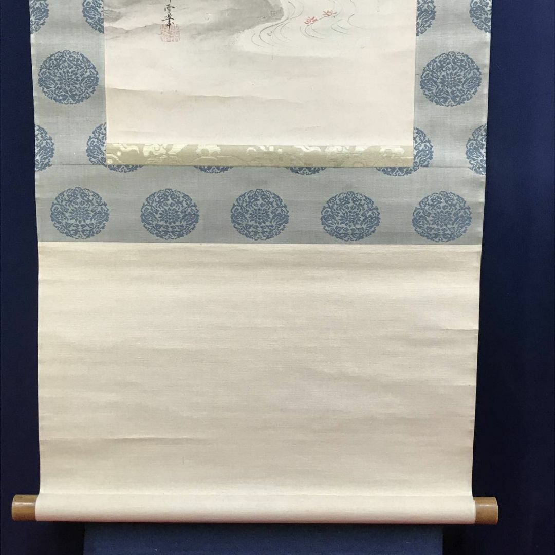 真作/狩野柳雪/秋景山水図/山水図/紅葉図/掛軸☆宝船☆AD-627の 真作/狩野柳雪/秋景山水図/山水図/紅葉図/掛軸☆宝船☆AD-627の