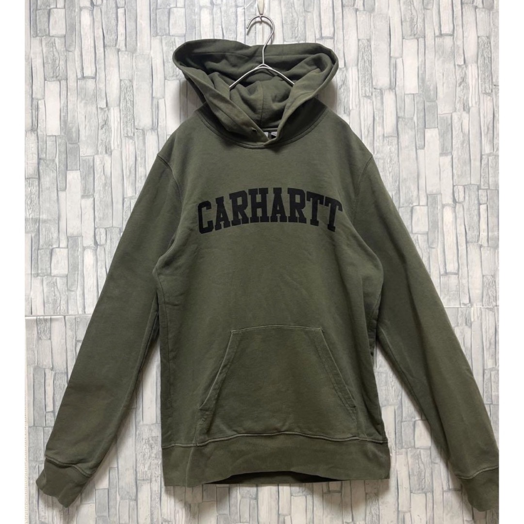 carhartt(カーハート)のカーハート パーカー スウェット ビッグロゴ カーキ XS プルオーバー メンズのトップス(スウェット)の商品写真