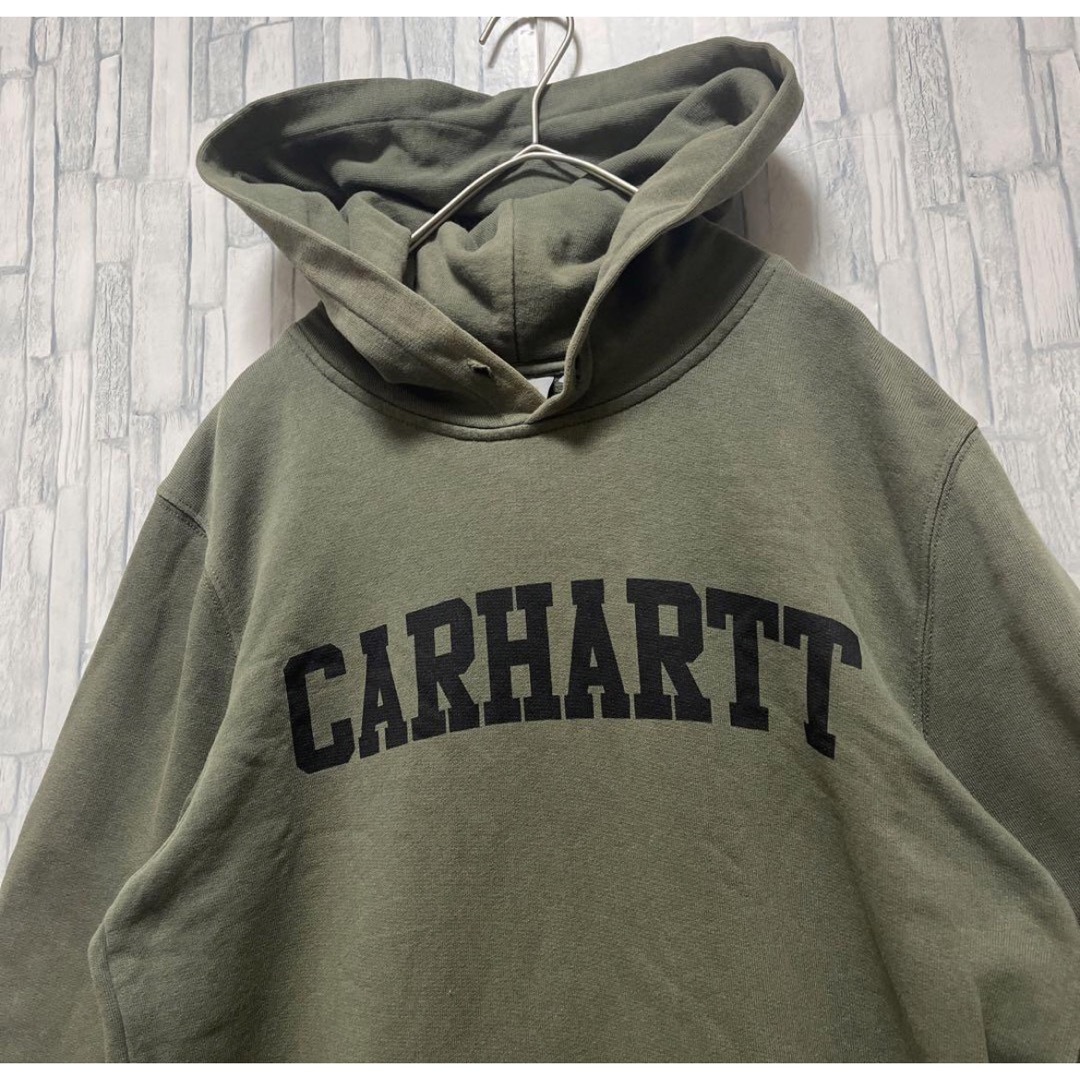 carhartt(カーハート)のカーハート パーカー スウェット ビッグロゴ カーキ XS プルオーバー メンズのトップス(スウェット)の商品写真