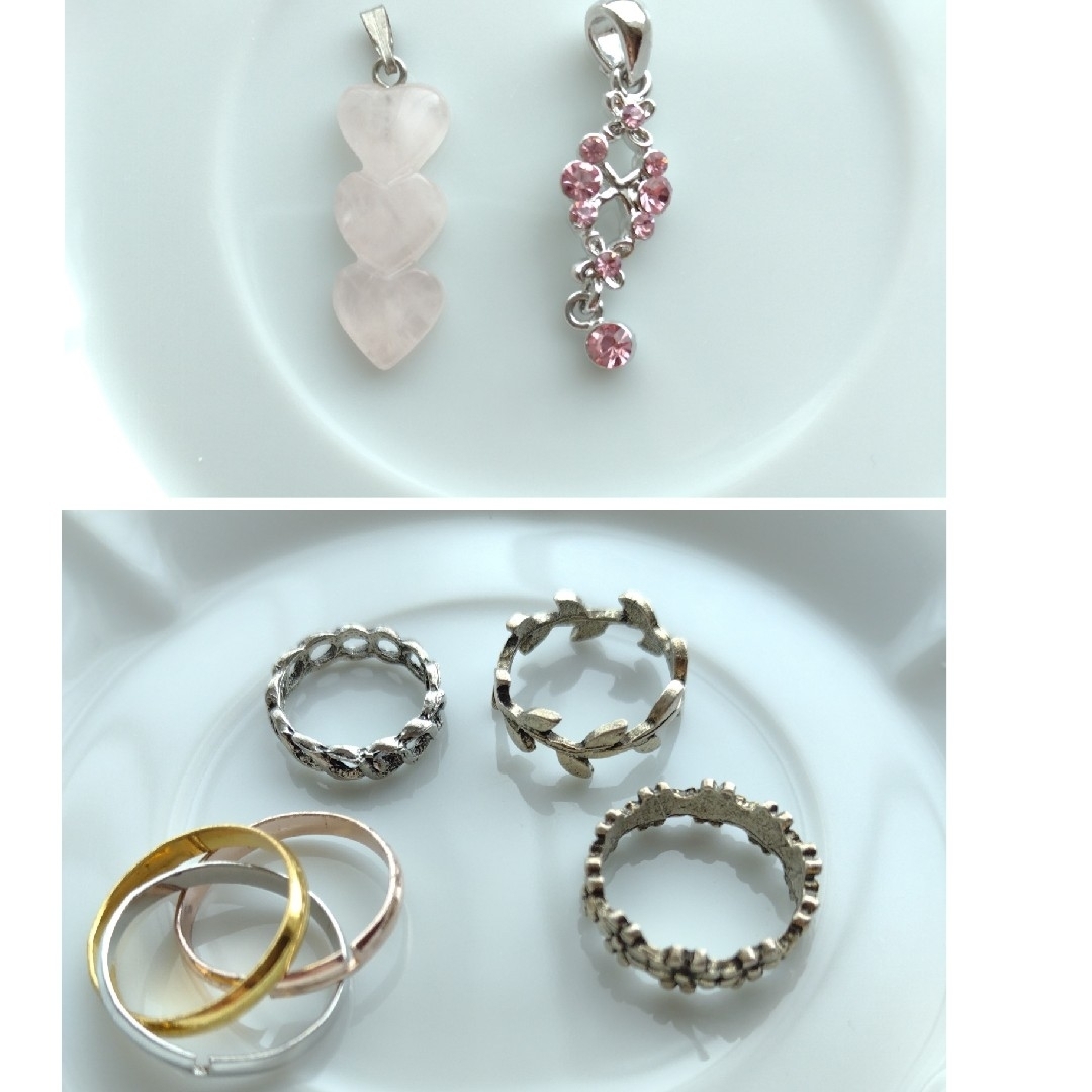 【未使用品】アクセサリーセット　ペンダントトップ2点+Ring4点 レディースのアクセサリー(ネックレス)の商品写真