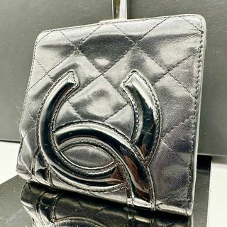 シャネル(CHANEL)の【鑑定済】シャネル 二つ折り財布 ブラック ピンク バイカラー カンボンライン(財布)