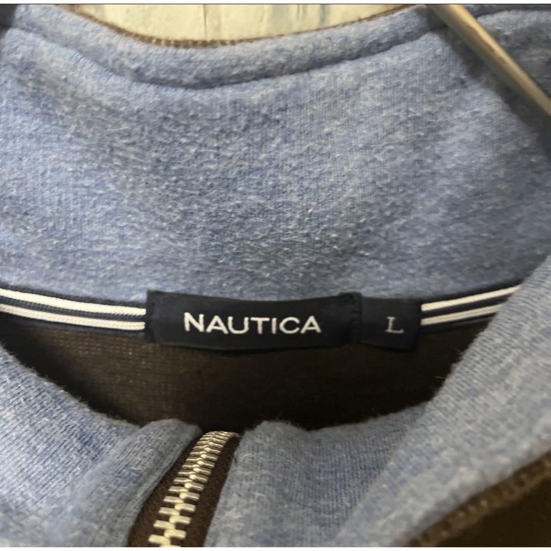 NAUTICA(ノーティカ)のノーティカ ハーフジップ トレーナー スウェット 刺繍ロゴ サイズL ブラウン メンズのトップス(スウェット)の商品写真