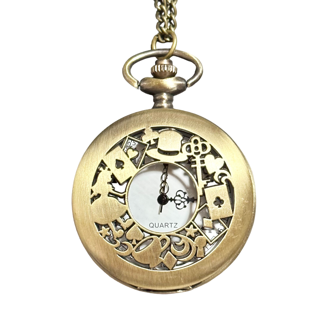 不思議の国のアリス 懐中時計 ネックレス レトロ クラシック レディース 英語 レディースのファッション小物(腕時計)の商品写真