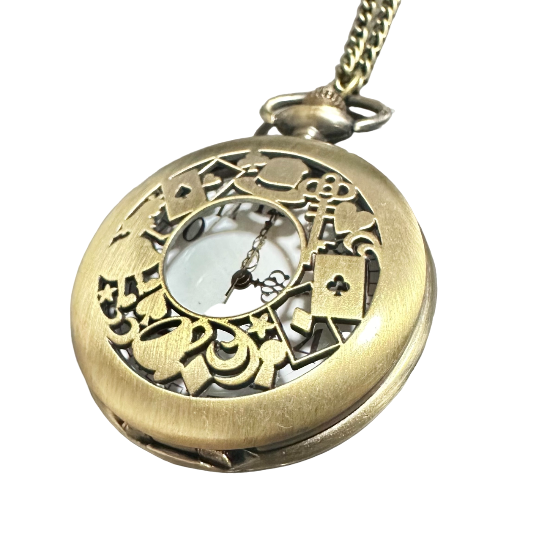 不思議の国のアリス 懐中時計 ネックレス レトロ クラシック レディース 英語 レディースのファッション小物(腕時計)の商品写真