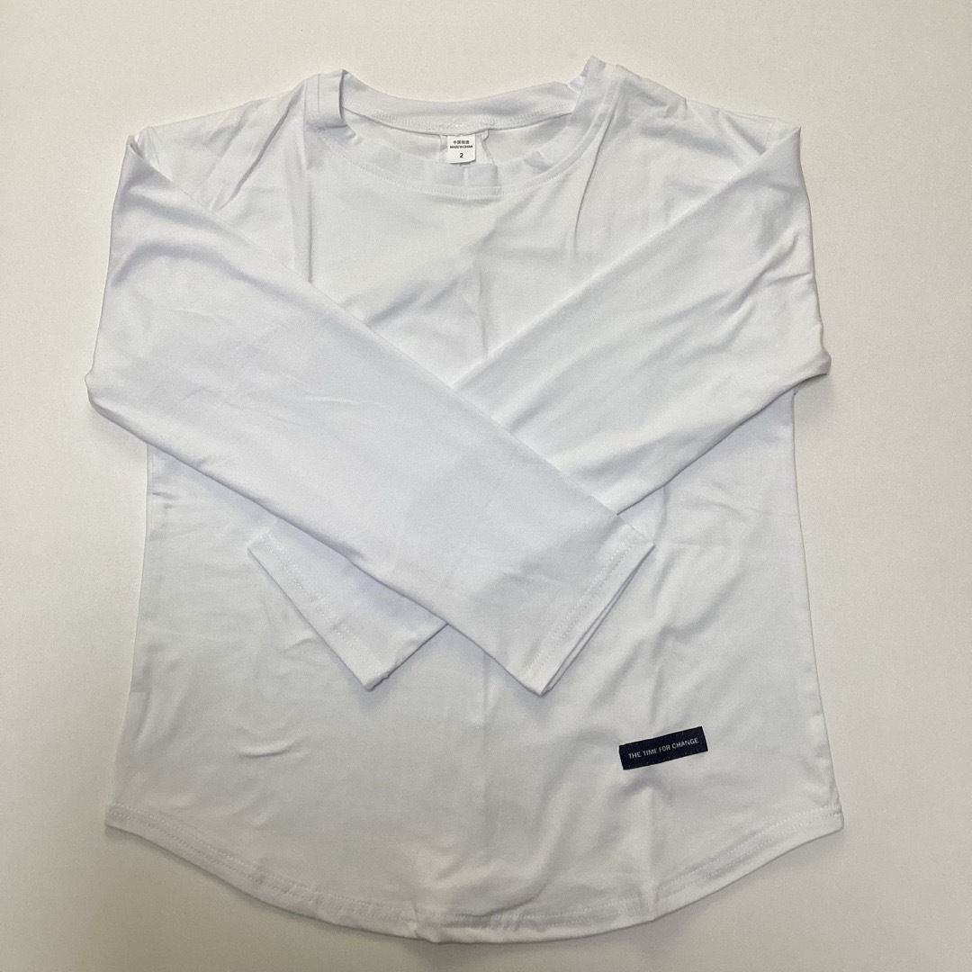 レディース　Tシャツ　無地　シンプル　カジュアル　白　スリット　長袖　人気 L レディースのトップス(Tシャツ(長袖/七分))の商品写真
