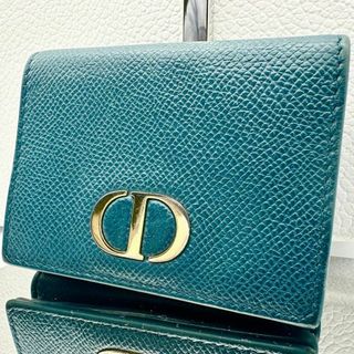 クリスチャンディオール(Christian Dior)の【美品】クリスチャンディオール 三つ折り財布 ブルー レザー ゴールドロゴ(財布)