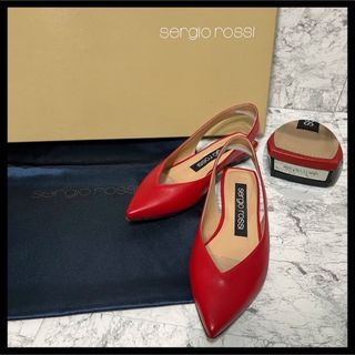 セルジオロッシ(Sergio Rossi)の✨美品✨セルジオロッシ sr milano スリングバックローヒールミュール 赤(ハイヒール/パンプス)