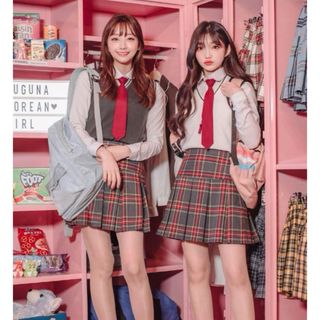 ネクタイ 赤　レッド　学生服　韓国制服 単色　ワンタッチ　韓国　安い(ネクタイ)