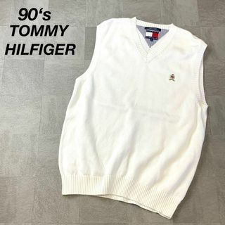 90‘s TOMMY HILFIGER コットンニット ベスト ホワイト