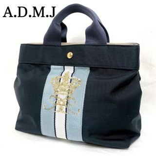 エーディーエムジェイ(A.D.M.J.)の美品✨️A.D.M.J   トートバッグ　刺繍 スパンコール ハンド キャンバス(トートバッグ)