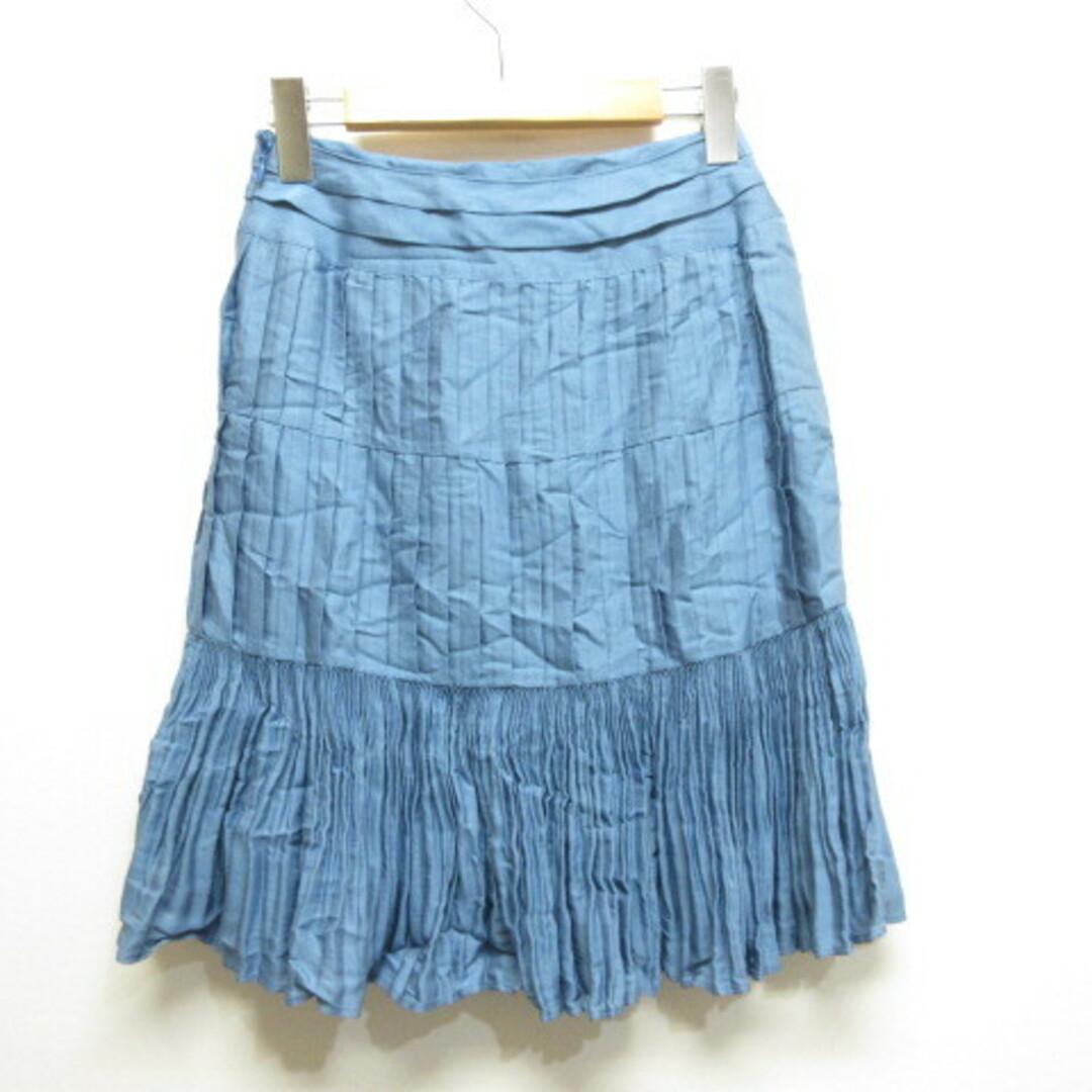 VIAGGIO BLU(ビアッジョブルー)のビアッジョブルー Viaggio Blu 切替え プリーツ スカート 0 ブルー レディースのスカート(ひざ丈スカート)の商品写真