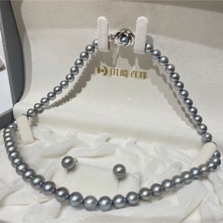 タサキ(TASAKI)のTASAKI♦︎タサキ アコヤブルーネックレスK14WGイヤリング7〜7.5mm(ネックレス)