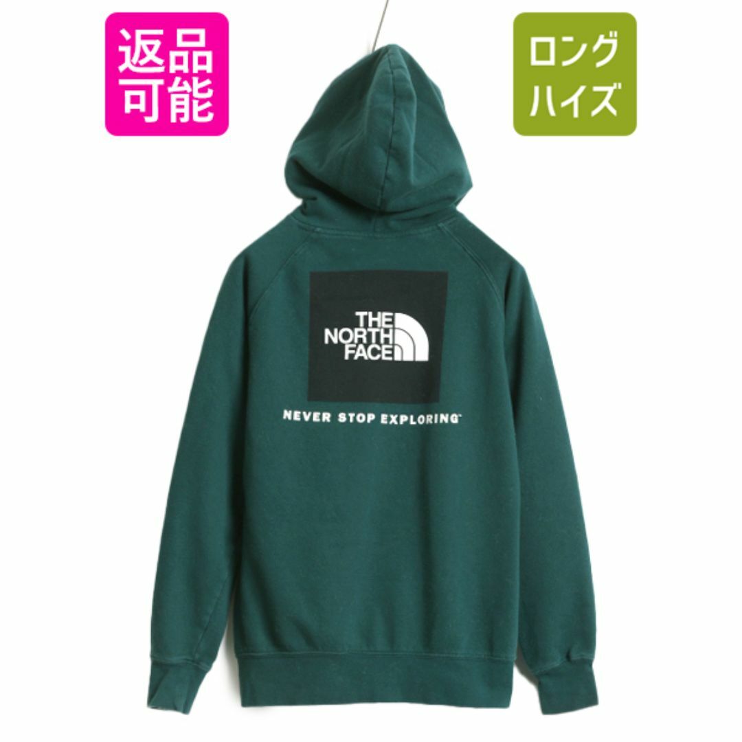 THE NORTH FACE(ザノースフェイス)のUS企画 ノースフェイス 両面 プリント スウェット フード パーカー レディース М 古着 The North Face プルオーバー 裏起毛 トレーナー 緑 レディースのトップス(パーカー)の商品写真