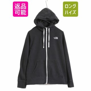 ザノースフェイス(THE NORTH FACE)のノースフェイス フルジップ スウェット フード パーカー レディース L 古着 The North Face アウトドア トレーナー 裏起毛 ワンポイント 黒(パーカー)