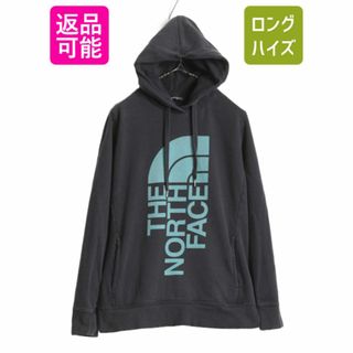 ザノースフェイス(THE NORTH FACE)のUS企画 ノースフェイス プリント スウェット フード パーカー レディース XL 古着 The North Face アウトドア トレーナー 裏起毛 ブラック(パーカー)