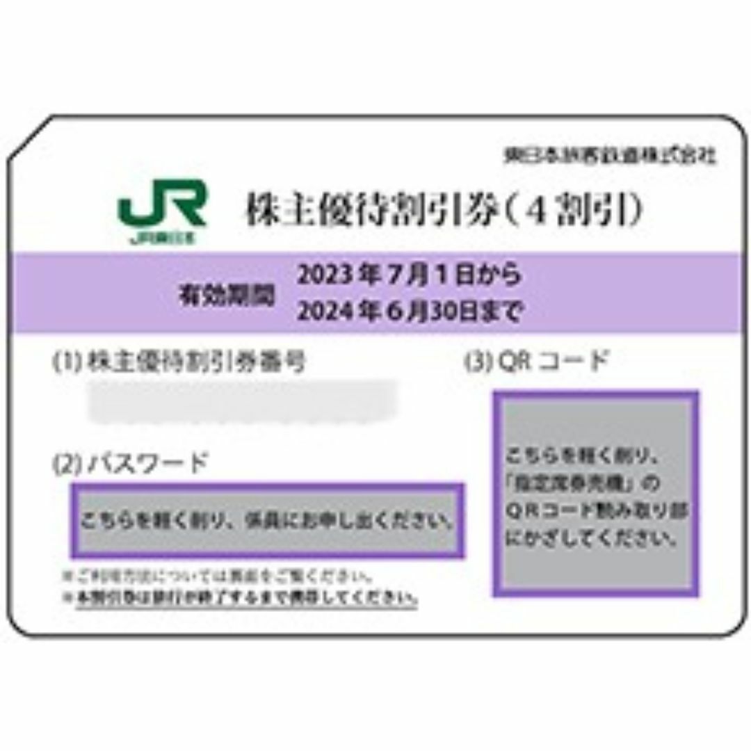 JR(ジェイアール)のJR東日本　株主優待割引券（4割引）　１枚。 チケットの優待券/割引券(その他)の商品写真
