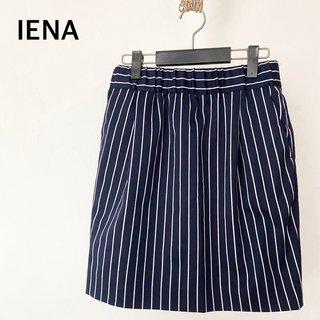 IENA イエナ　ストライプ　ミニ　膝上　スカート　ネイビー　日本製　サイズ36