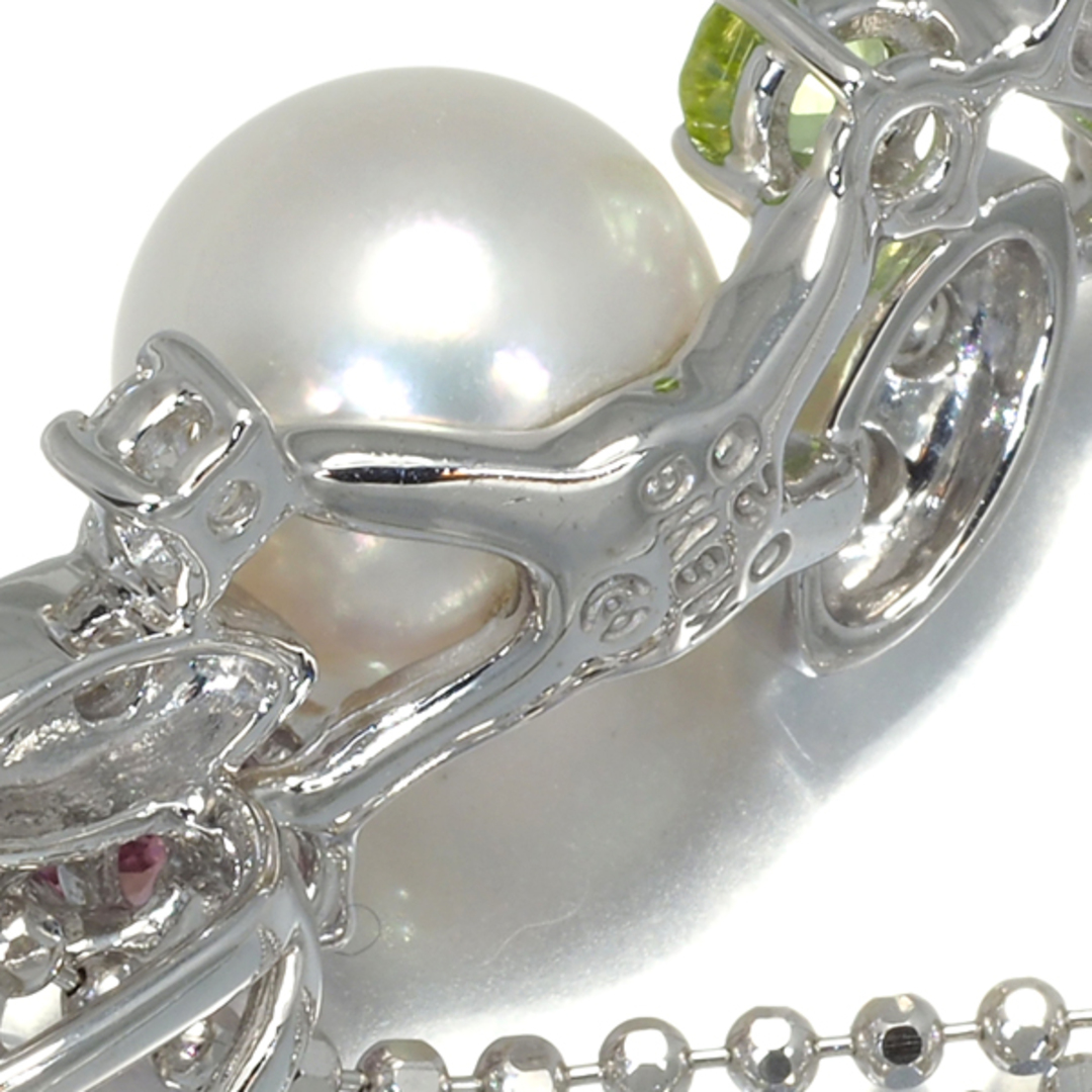 TASAKI(タサキ)のタサキ ネックレス パール 真珠 7.8mm ダイヤ 0.20ct ペリドット ピンクトルマリン   K18WG  レディースのアクセサリー(ネックレス)の商品写真