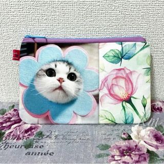 ネコちゃんポーチ　花猫　ハンドメイド　BL(ポーチ)