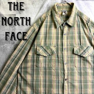 ザノースフェイス(THE NORTH FACE)の美品 ノースフェイス マドラスチェック シャツ 長袖 グリーン XL(シャツ)