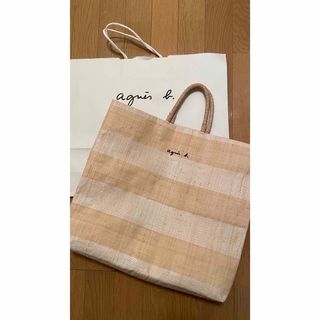 アニエスベー(agnes b.)の【美品】アニエスベーラフィアトートバッグ(かごバッグ/ストローバッグ)