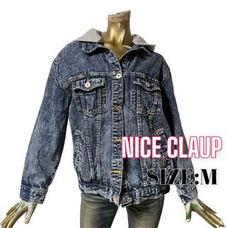 ナイスクラップ(NICE CLAUP)のNICECLAUP ♥ フード付き ケミカル風 デニムジャケット Ｇジャン(Gジャン/デニムジャケット)