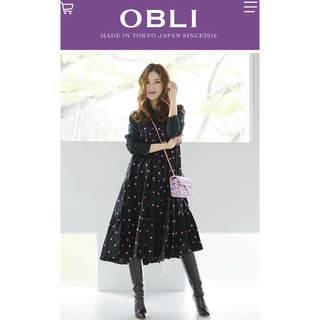 オブリ(OBLI)のOBLI ハート刺繍ティアードワンピース/ピンク（新品未使用品）(ひざ丈ワンピース)