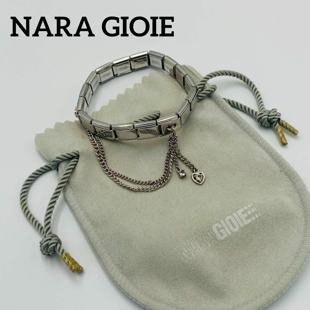 ★NARA GIOIE★バングル ハート チェーン MESSAGGIO シルバー レディースのアクセサリー(ブレスレット/バングル)の商品写真