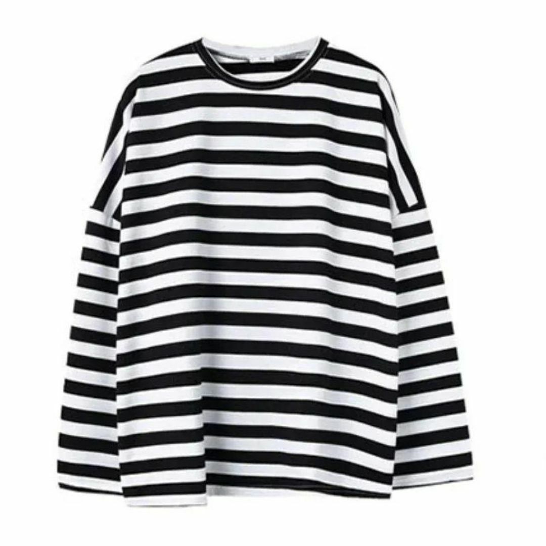 新品XL ロングTシャツ　ボーダー　カットソー レディース 長袖 ユニセックス レディースのトップス(カットソー(長袖/七分))の商品写真