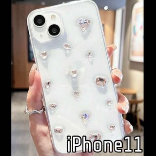 iPhone11 ケース クリアキラキラ ストーン かわいい 韓国(iPhoneケース)