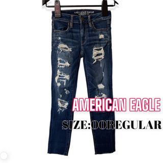 アメリカンイーグル(American Eagle)のAMERICANEAGLE ♥ カットオフ ダメージ クロップ デニム(デニム/ジーンズ)