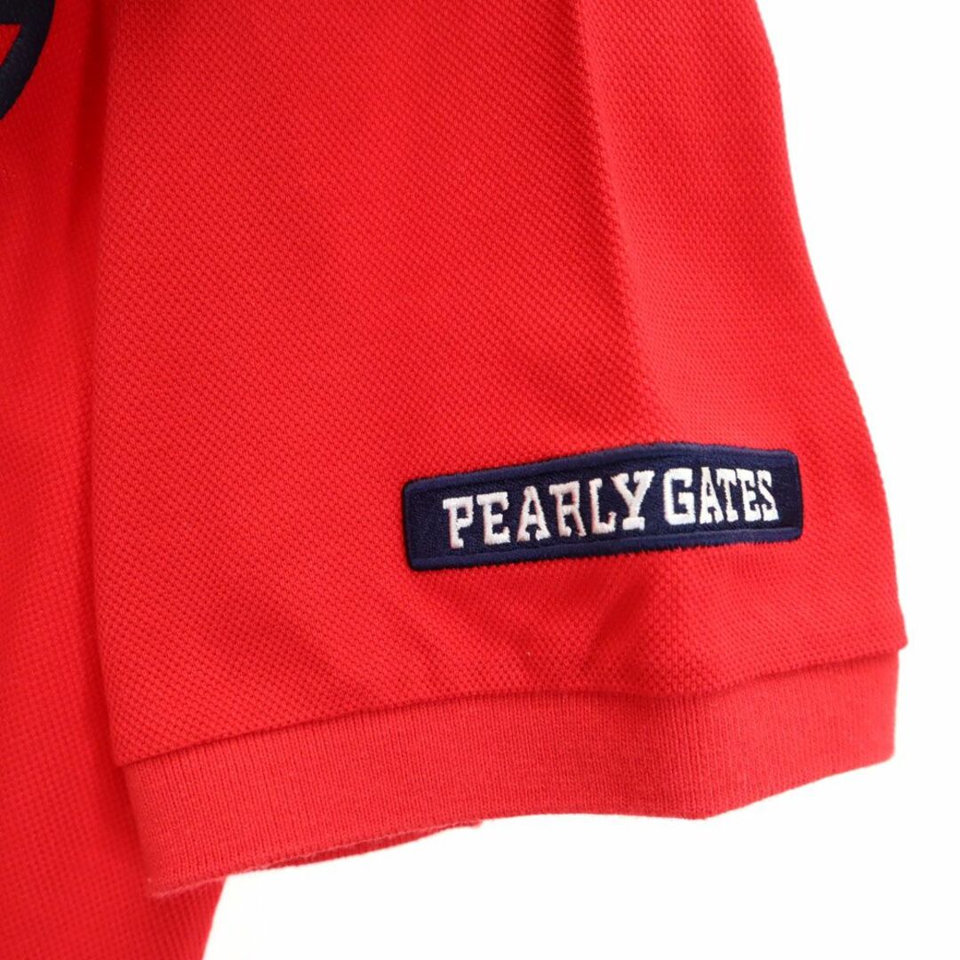 PEARLY GATES(パーリーゲイツ)のパーリーゲイツ ゴルフ 半袖 ポロシャツ 6 レッド系 PEARLY GATES 鹿の子 メンズ 古着 【240330】 スポーツ/アウトドアのゴルフ(ウエア)の商品写真