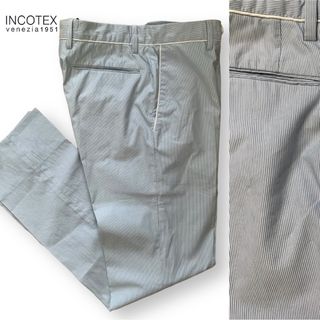 インコテックス(INCOTEX)のINCOTEX/凹凸コットンストライプパンツ(スラックス)