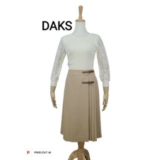 ダックス(DAKS)の美品 DAKS ダックス　ラップ風プリーツスカート(ひざ丈スカート)