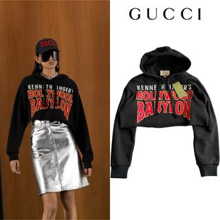 グッチ(Gucci)の新品 GUCCI 2022AW クロップドパーカー スパンコール ブラック(パーカー)