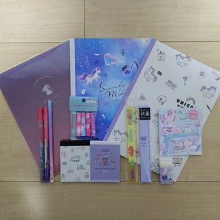 文具セット④ （下敷き/ノート/メモ帳)　ユニコーン　文房具(ノート/メモ帳/ふせん)