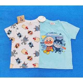 アンパンマン(アンパンマン)の新品　100cm　アンパンマン　男の子半袖Ｔシャツ2枚セット　トラベル×D総柄(Tシャツ/カットソー)