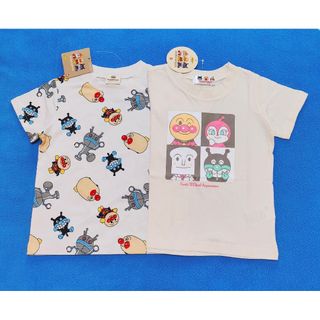 アンパンマン(アンパンマン)の新品　100cm　アンパンマン　男の子半袖Ｔシャツ2枚セット　ブロック×D総柄(Tシャツ/カットソー)